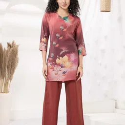 NIGHT FLOSS Women Floral Printed Regular Kurta with Trousers-picture-39