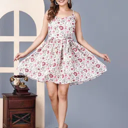 UNIFY FASHION Women Floral Printed Shoulder Straps Fit & Flare Dress-picture-38
