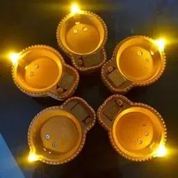 koogly Water Sensor Reusable Led Diya's for Home Festivals Decoration Diwali Light Plastic (Pack of 12) Table Diya Set image 4