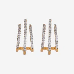Kushal's Fashion Jewellery Gold-Plated Party Zircon Classic Half Hoop Earrings image 4
