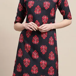 7Threads Women pack Of 6 Ethnic Motifs Printed Floral Crepe Kurta image 3