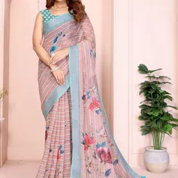 Jhumki creation Floral Linen Blend Saree-picture-23