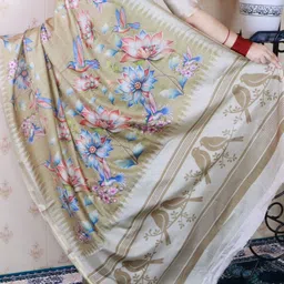 all about you Floral Silk Blend Handloom Tussar Saree image 3