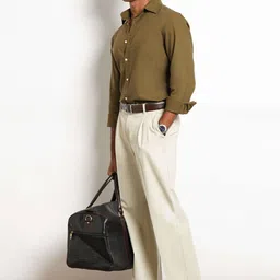 COVE AND LANE Classic Pleated Regular Fit Chinos Trousers image 4