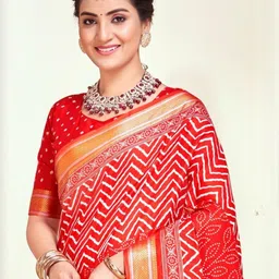 Munir Ethnic Motifs Printed Zari Pure Cotton Bagru Saree image 5