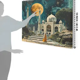 Livin'luxe Green & Orange 1 Piece Canvas Abstract Wall Paintings image 4