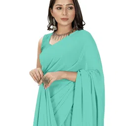 Moda Rapido No Border Solid Saree image 3