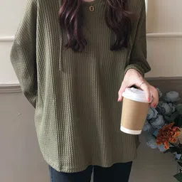 LULU & SKY Self Design Hooded Drop-Shoulder Sleeves T-shirt image 4