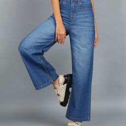 urbano fashion Women Flared Mid Rise Light Blue Jeans-picture-38
