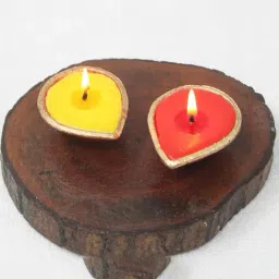 atorakushon Set of 4 Handmade Diya Candles image 4
