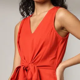 rio Women V-Neck Jumpsuit with Waist Tie-Up image 4