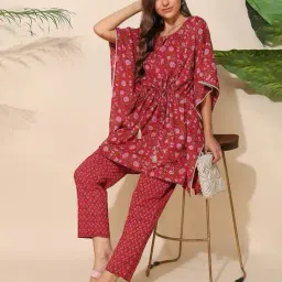 zelena Women Floral Print Kaftan & Pants Set image 4