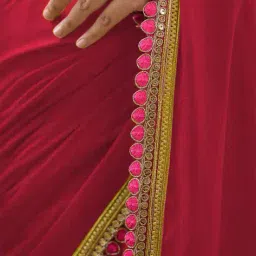 mionas Women Saree with Contrast Lace Border image 4