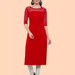 revangi Women Crepe A-line Plain Straight Casual Kurtis image 4