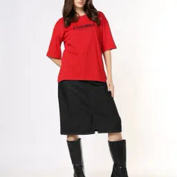 buda jeans co Women Graphic Print Oversized Crew-Neck T-Shirt image 4