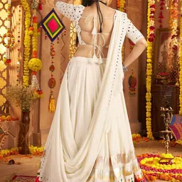 ODETTE Embroidered Mirror Work Ready to Wear Lehenga & Blouse With Dupatta image 2