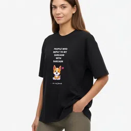 Calm Down Women Typography Printed T-shirt image 4