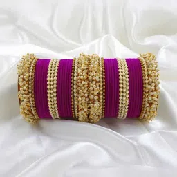THE BLAZZE Purple Glass Artificial Stones & Beads Bangle image 1