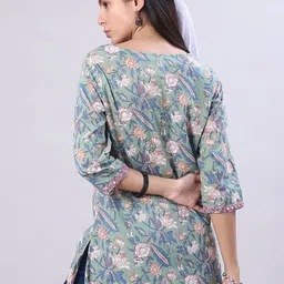 V-Mart Floral Printed Thread Work Pure Cotton Thread Work Kurti image 3