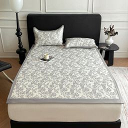 JC HOME Grey & White Floral 160 TC King Bedsheet with 2 Pillow Covers-picture-43
