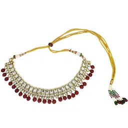 FEMMIBELLA Gold-Plated Kundan Studded & Beaded Jewellery Set image 5