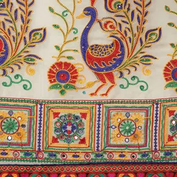 RAJGRANTH Bandhani Kutchi Embroidery Pure Georgette Half and Half Bandhani Saree image 4