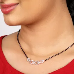 GIVA 925 Sterling Silver Rose Gold-Plated Black Beaded & Studded Eternal Love Mangalsutra image 2