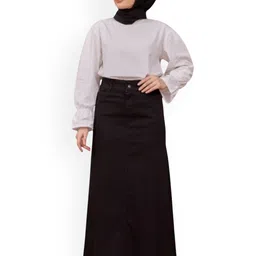 Tripursundari Fashion Denim A-Line Maxi Skirt-image-94