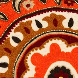 IZAAFA Cream-Coloured & Red Set of 2 Embroidered Square Cushion Covers image 3