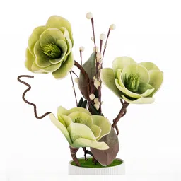 AARVI DECOR STUDIO Green 1 Piece Blossom Artificial Flower With Pot image 2
