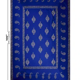 BED-SHEET.COM Blue & White Ethnic Motifs Cotton 300 TC King Bedsheet With 2 Pillow Covers image 4
