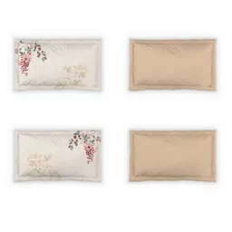 DDecor Live Beautiful Beige & Red Floral 140 TC Cotton King Bedsheet & 4 Pillow Covers image 4