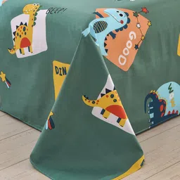 JC HOME Green & Yellow Printed 200 TC Cotton King Bedsheet with 4 Pillow Covers image 4