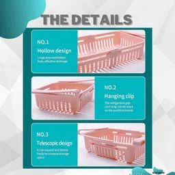xylo plast Plastic 4PCS ADJUSTABLE FRIDGE DRAWER Storage Basket image 2