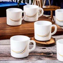 Cello White & Yellow Floral Printed Opalware Glossy Mugs Set of Cups and Mugs-picture-15