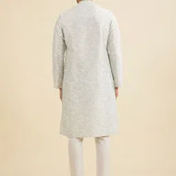 Manyavar Floral Printed Mandarin Collar Thread Work Straight Kurta With Pyjama image 2