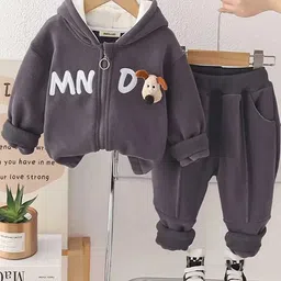 INCLUD Boys Embroidered Hooded Zipper Jacket With Jogger Clothing Set-picture-34