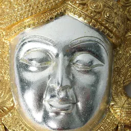 Exotic India Gold Toned & Silver Toned Textured Brass Shrinathji Wall Masks image 4