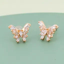 Kushal's Fashion Jewellery Rose Gold-Plated Classic Zircon Studded Studs-picture-22