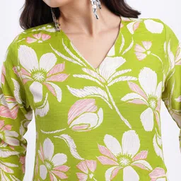 Anouk Rustic Floral Printed V-Neck Straight Kurta image 2