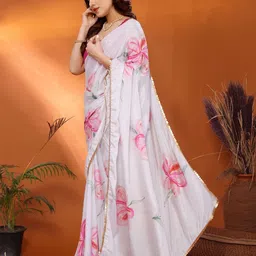 PHORIA STYLE Floral Satin Saree image 2