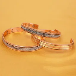 Peora Unisex 3 Rose Gold-Plated Cuff Bracelet-picture-31