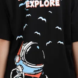 MORSE CODE Graphic Printed Oversized Pure Cotton T-shirt image 3