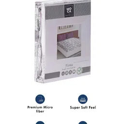 Moca By Monte Carlo White & Purple Geometric 104 TC 2 Queen Bedsheet with 4 Pillow Covers image 2