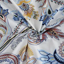 FABINALIV White & Blue Ethnic Motifs 300 TC Single Bedsheet with 1 Pillow Cover image 4