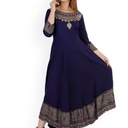SBR BABA KURTI Women Blue Ethnic Motifs Printed Anarkali Kurta With Dupatta image 2