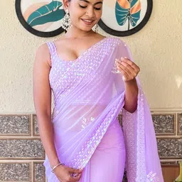 Mitera Embellished Sequinned Poly Georgette Saree image 3