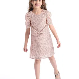 Hola Bonita Puff Sleeve Net A-Line Dress-image-1