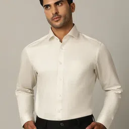 METAL Men Spread Collar Solid Cotton Slim Fit Formal Shirt-picture-13