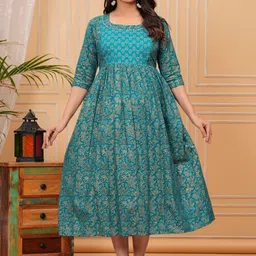 Style Heaven Floral Printed Pure Cotton Pleated Anarkali Kurti-picture-13